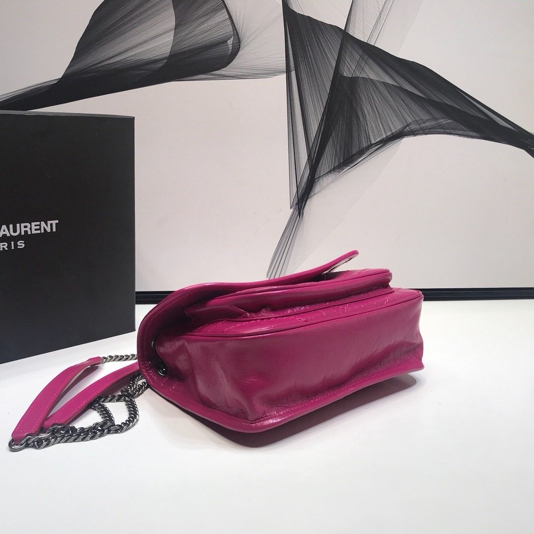 Yves Saint Laurent Niki Baby Chain Bag In Crinkled Dark Pink