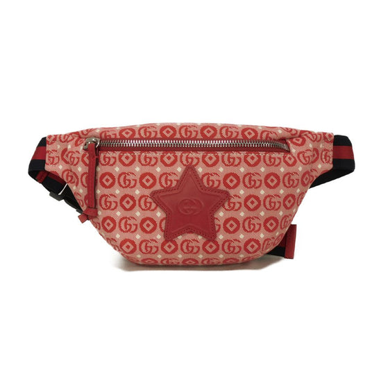 Gucci Star Interlocking G Cotton Canvas Calf Leather Waist Bag