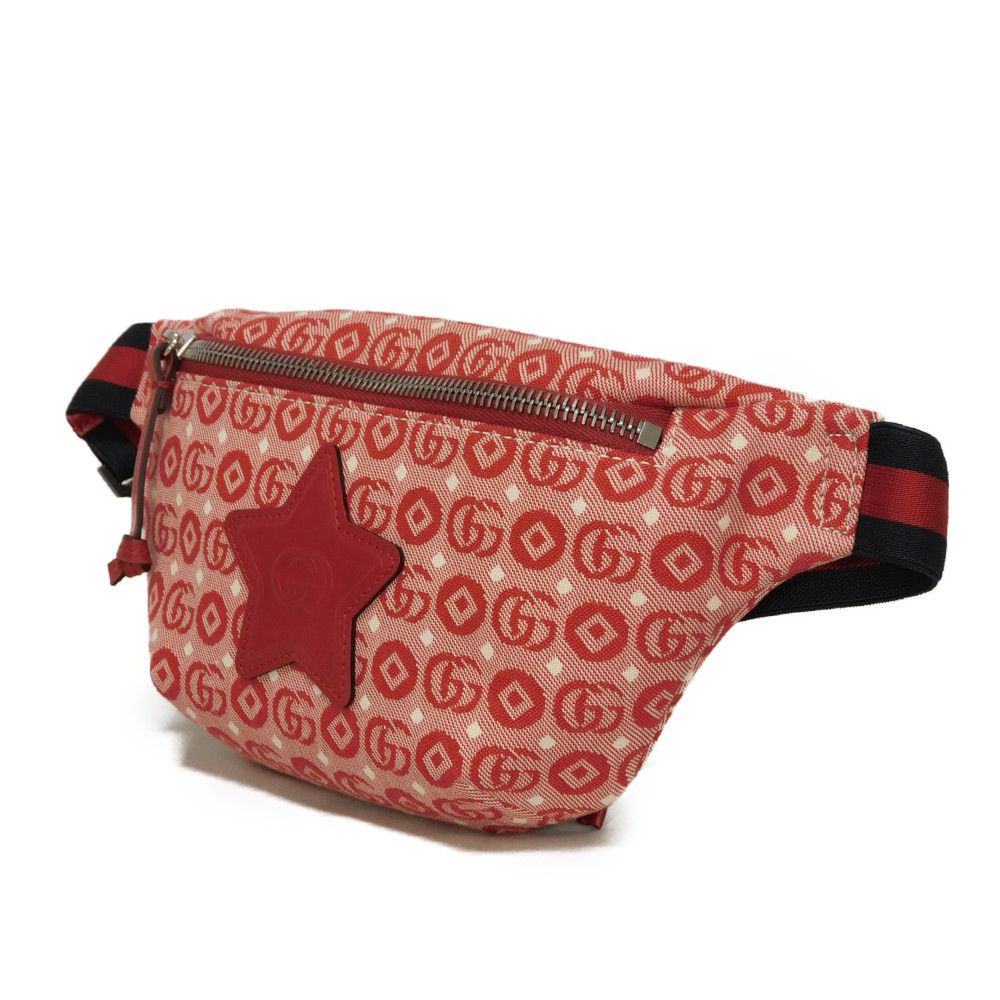 Gucci Star Interlocking G Cotton Canvas Calf Leather Waist Bag
