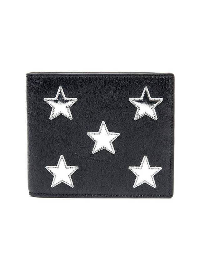 Luxury Saint Laurent Trending 2026 Glow Star Patch Half Wallet Black