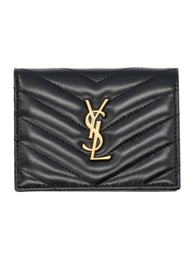 Luxury Saint Laurent Trending 2026 Casandra Matelasse Quilted Lambskin Flap Card Wallet Black