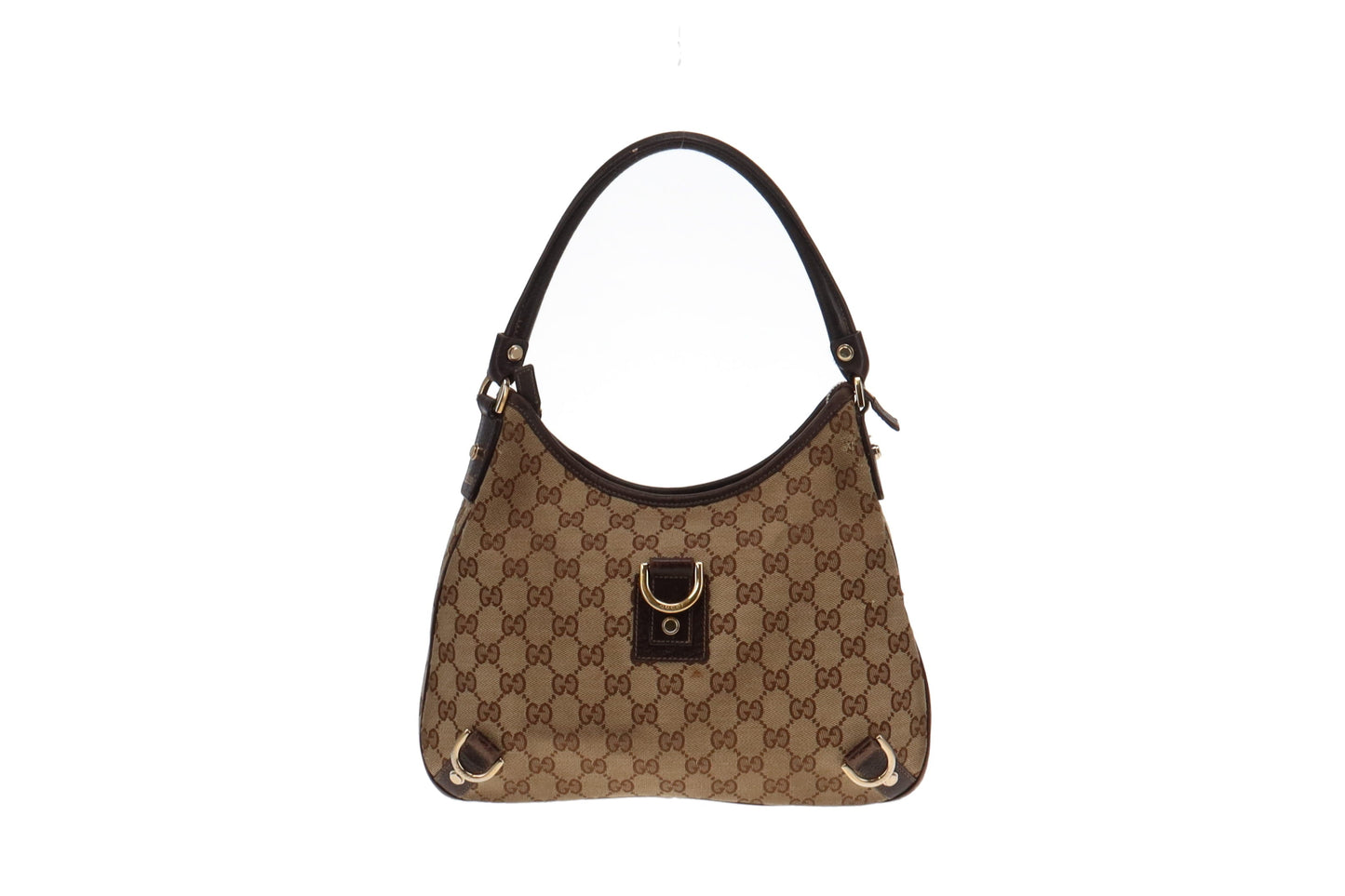 Gucci Abbey Brown Leather Canvas Shoulder Bag Style 1