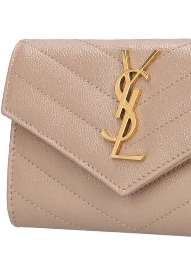 Luxury Saint Laurent Trending 2026 Monogram Envelope Small Half Wallet Dark Beige