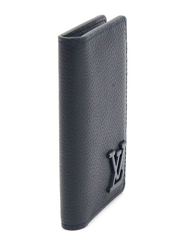 Luxury Saint Laurent Trending 2026 M69979 Ink Blue Grain Calfskin LV Aerogram Pocket Organizer Card Holder