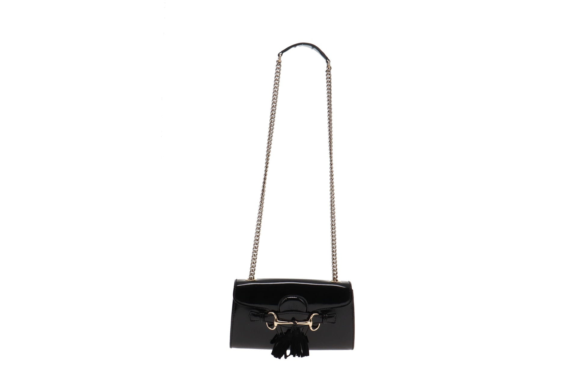 Gucci Black Leather Patent Leather Handbag Style 1