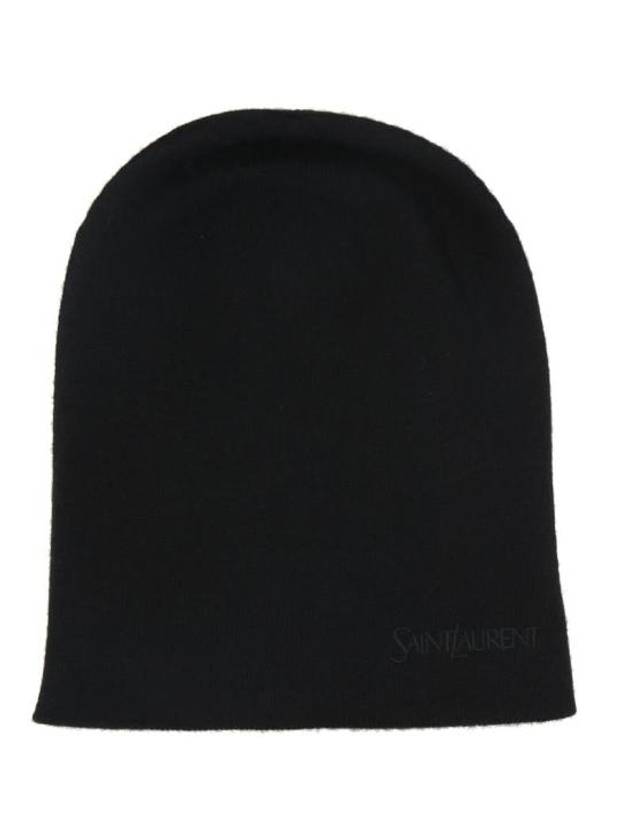 Luxury Saint Laurent Trending 2026 Logo Embroidered Cashmere Beanie Black