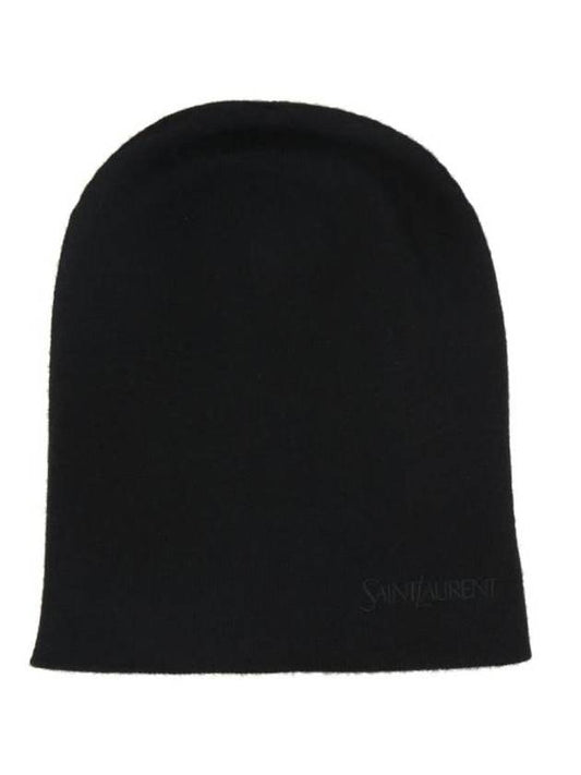 Luxury Saint Laurent Trending 2026 Logo Embroidered Cashmere Beanie Black