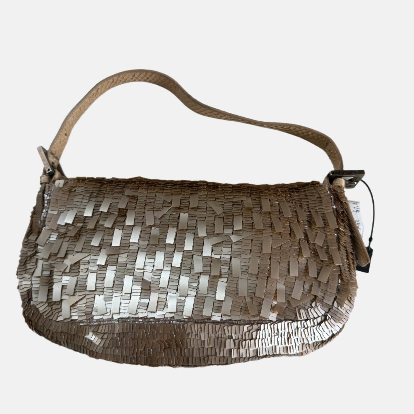 Fendi Baguette   Rare Collectible Gold Sequins and Python leather