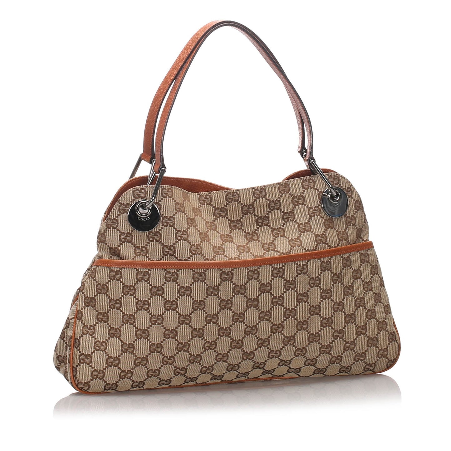 Gucci Brown Leather Canvas Tote Style 7