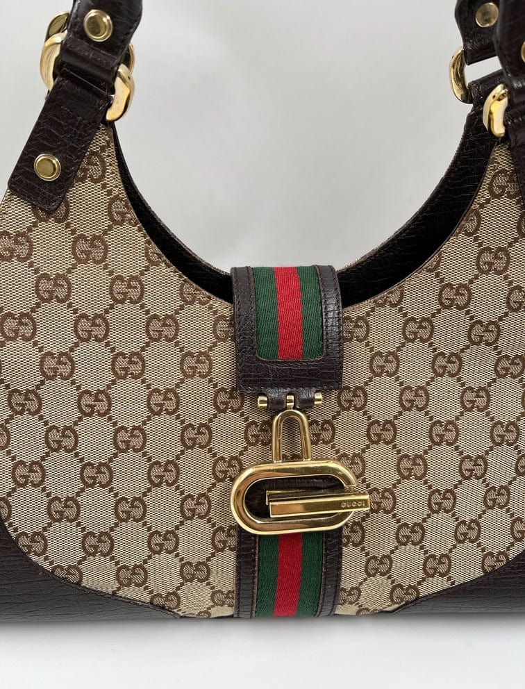 Gucci Leather Canvas Shoulder Bag