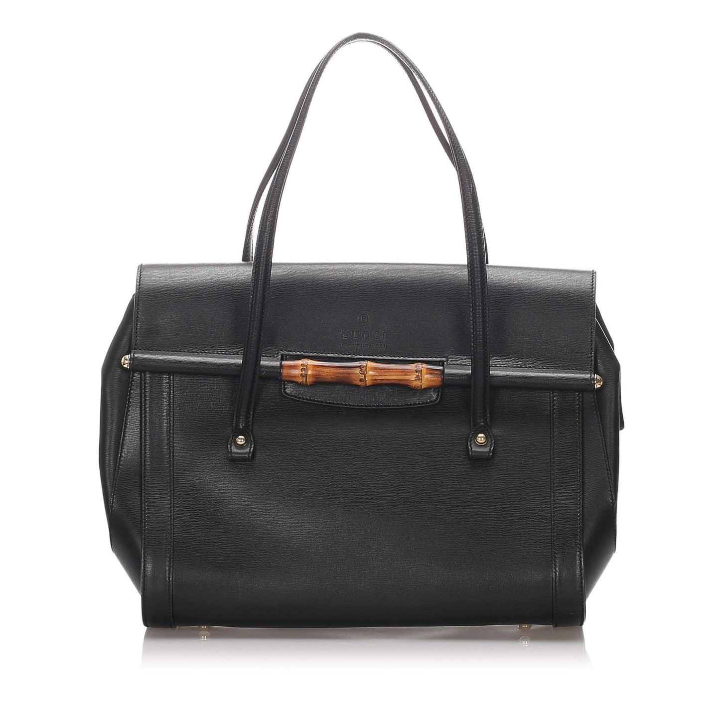 Gucci Bamboo Black Leather Tote Style 1