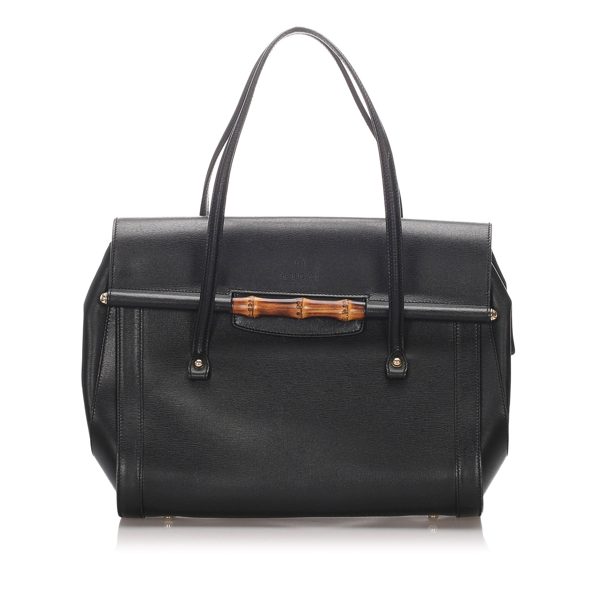 Gucci Bamboo Black Leather Tote Style 1