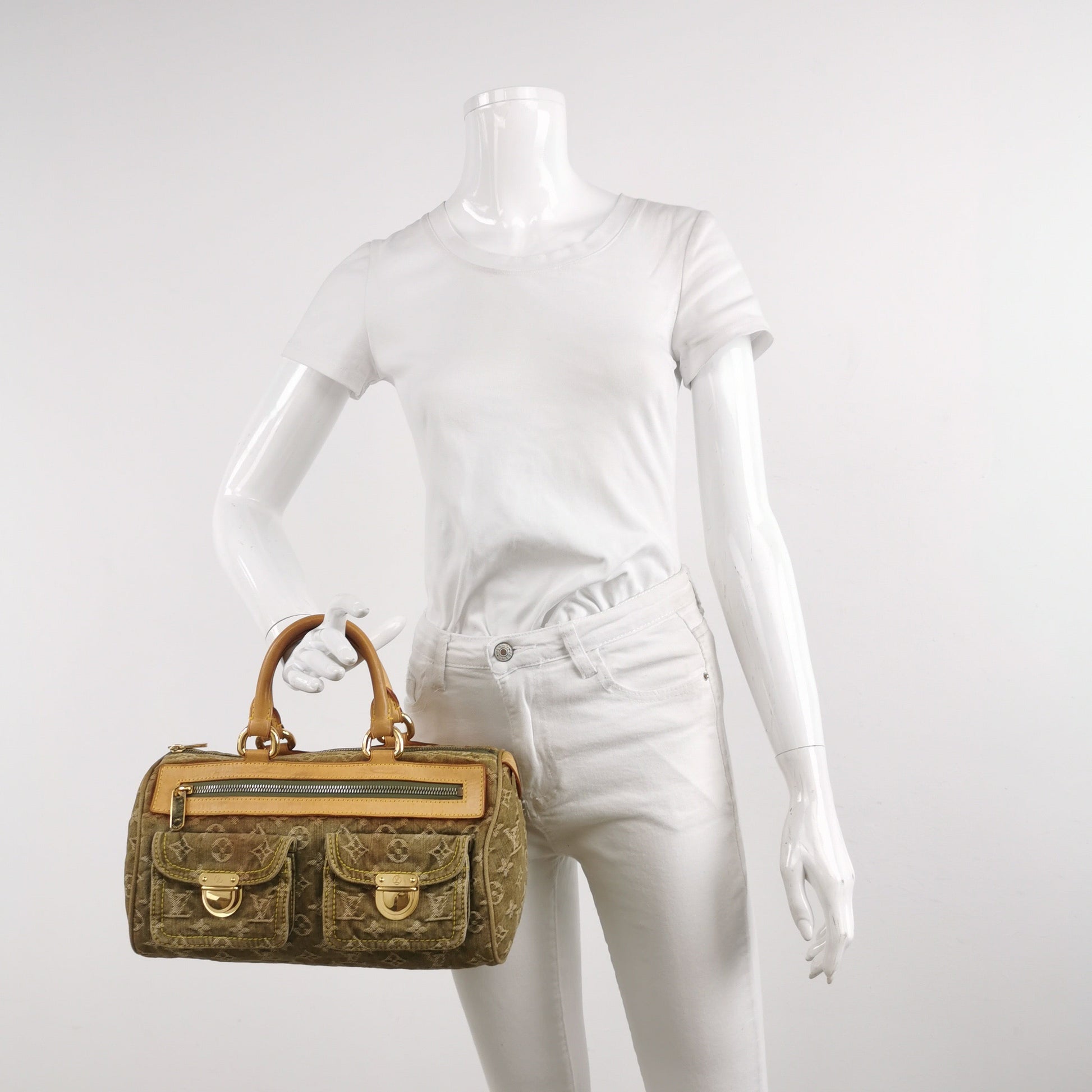 Louis Vuitton Green Denim Neo Boston Bag