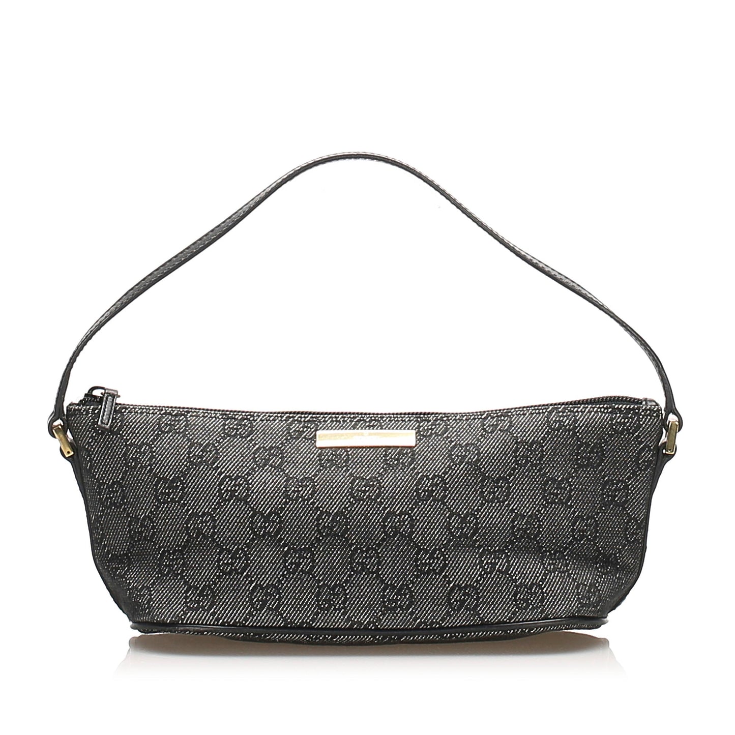 Gucci Baguette Leather Canvas Shoulder Bag