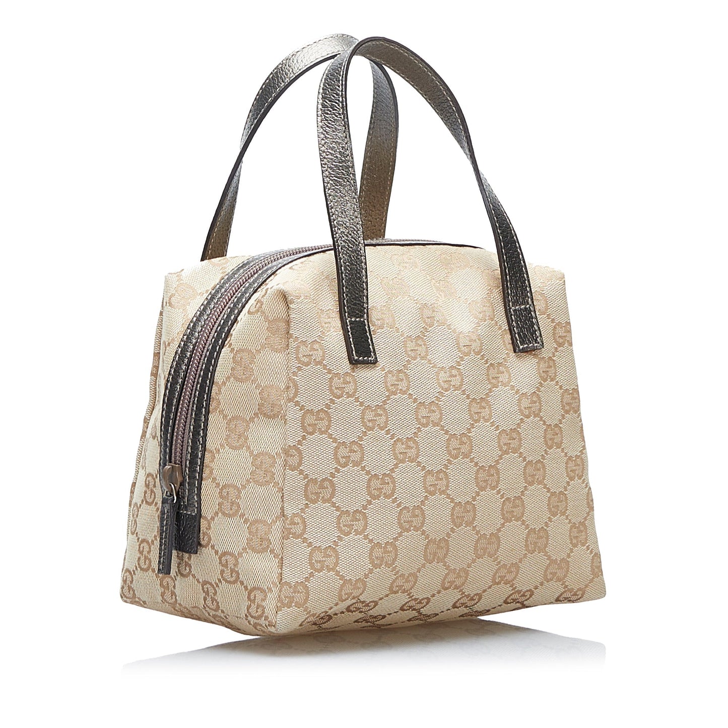 Gucci Brown Leather Canvas Handbag