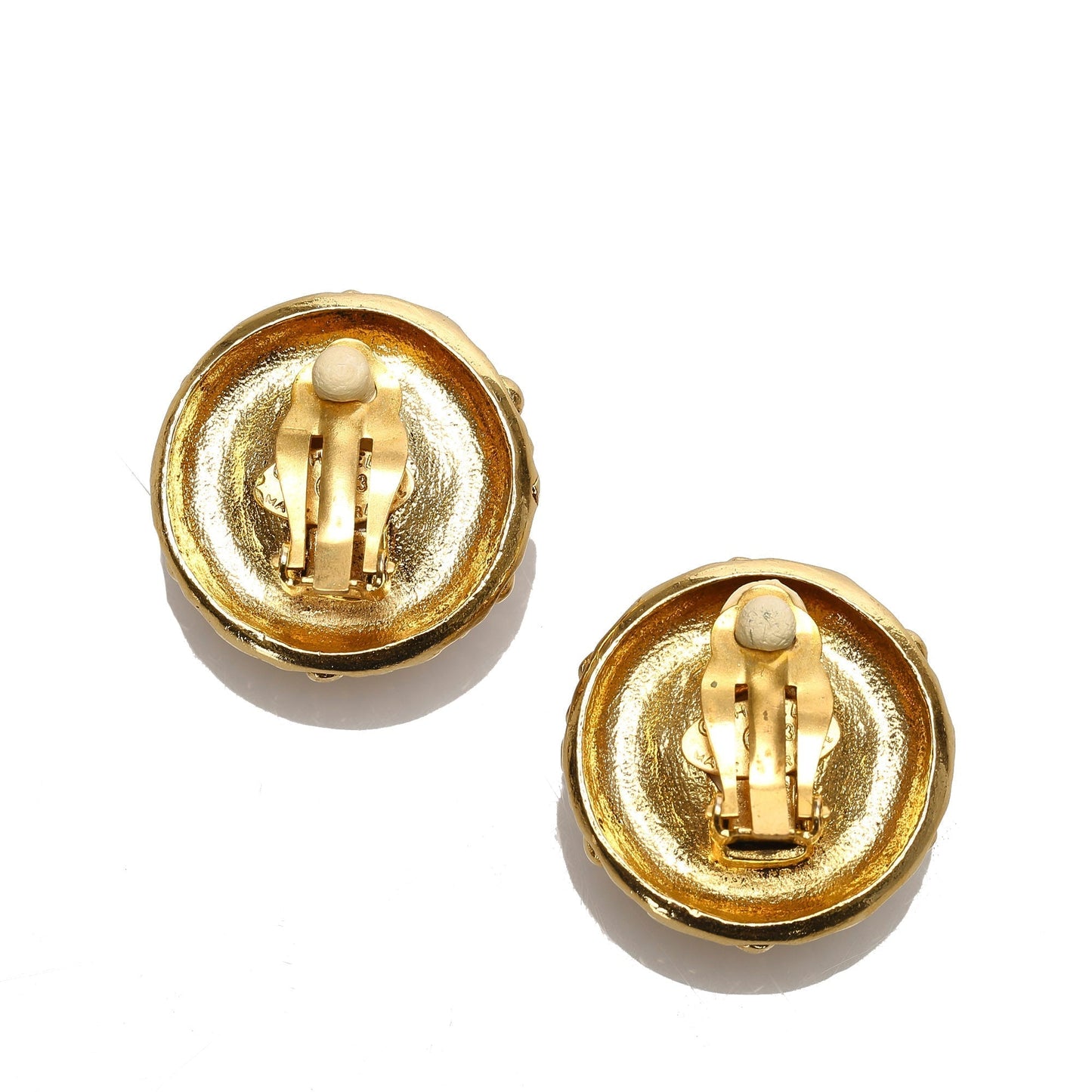 Chanel CC Faux Pearl Clip-On Earrings White