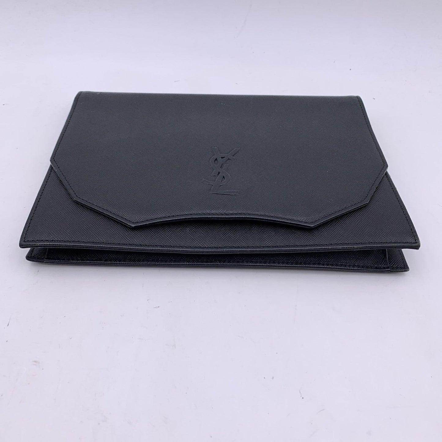Yves Saint Laurent Black Leather YSL Logo Clutch Bag