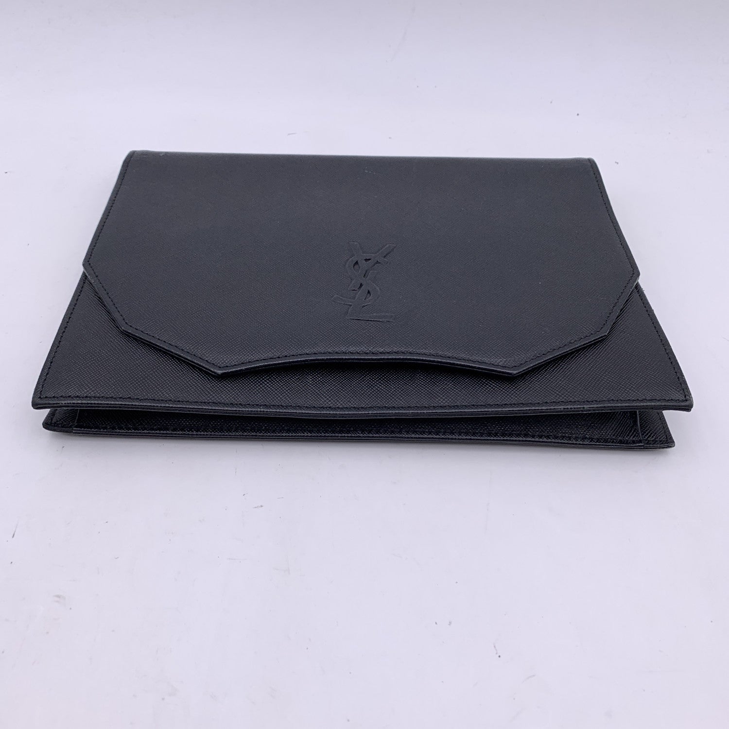 Yves Saint Laurent Black Leather YSL Logo Clutch Bag