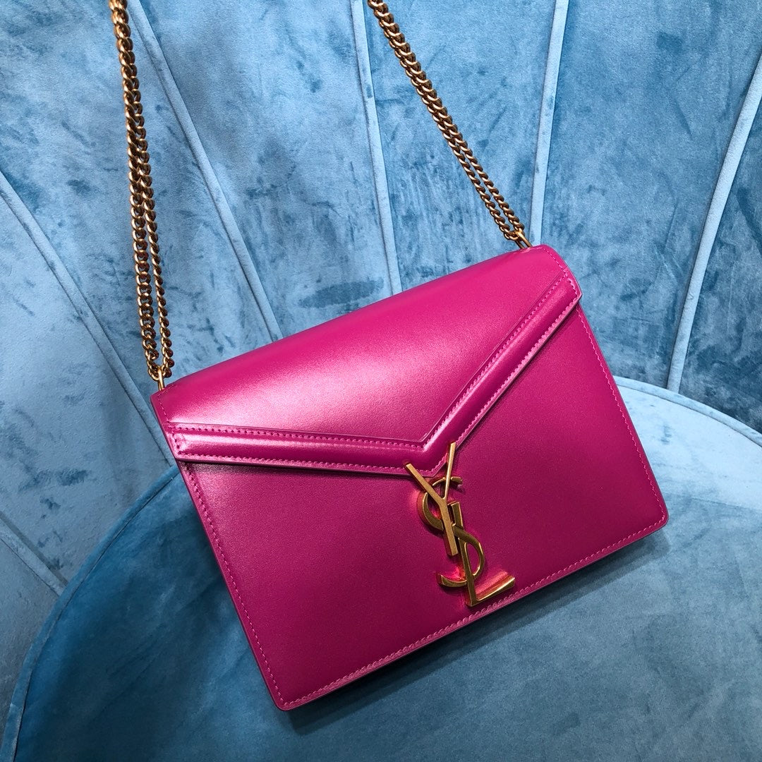 Yves Saint Laurent Cassandra Medium Chain Bag Dark Pink.7in/