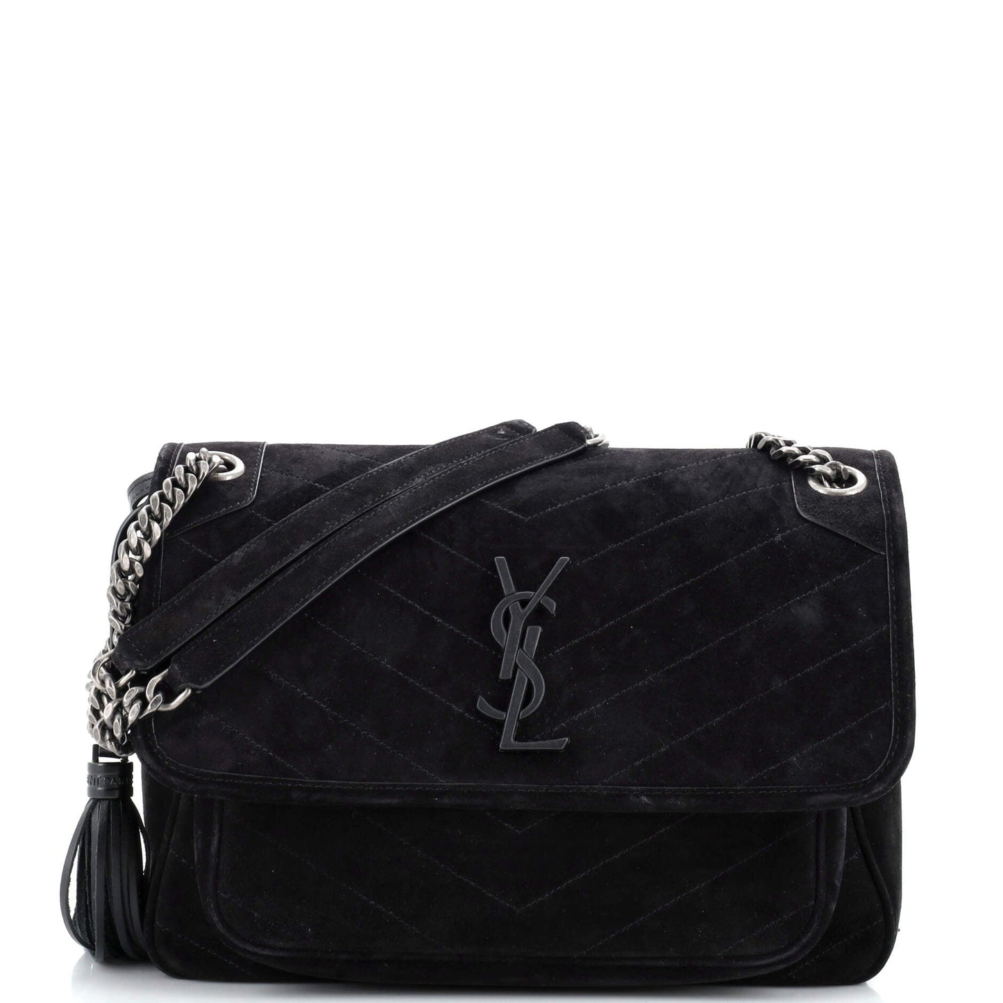 Luxury Saint Laurent Trending 2025 Niki Chain Flap Bag Matelasse Chevron Suede Medium