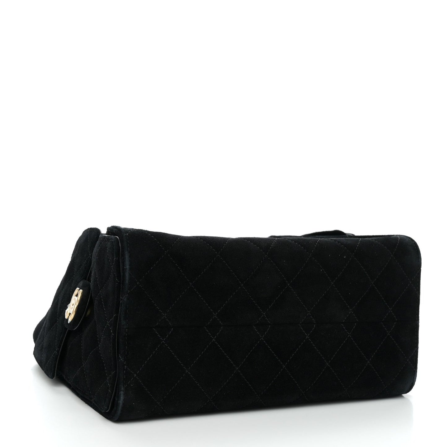 Suede Quilted Small Chanel 25 Handbag Black