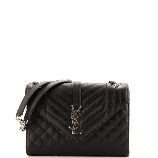Luxury Saint Laurent Trending 2025 Classic Monogram Envelope Satchel Mixed Matelasse Leather Medium