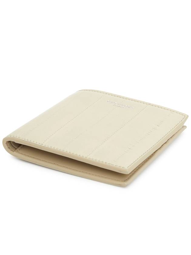Luxury Saint Laurent Trending 2026 Texture Leather Half Wallet Beige