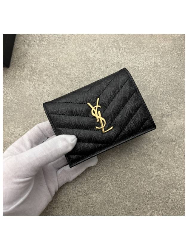 Luxury Saint Laurent Trending 2026 Monogram Caviar Leather Flap Card Wallet Black