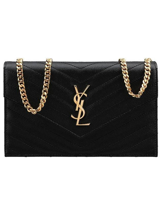Luxury Saint Laurent Trending 2026 Cassandre Matelasse Envelope Chain Cross Bag In Grain De Poudre Embossed Leather Black
