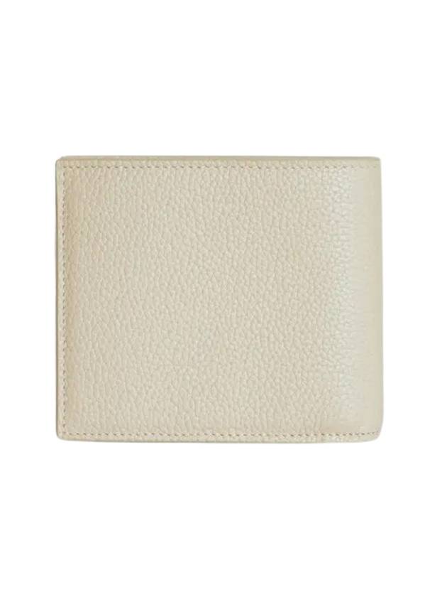 Luxury Saint Laurent Trending 2026 Tiny Cassandre Logo Plaque Half Wallet Beige