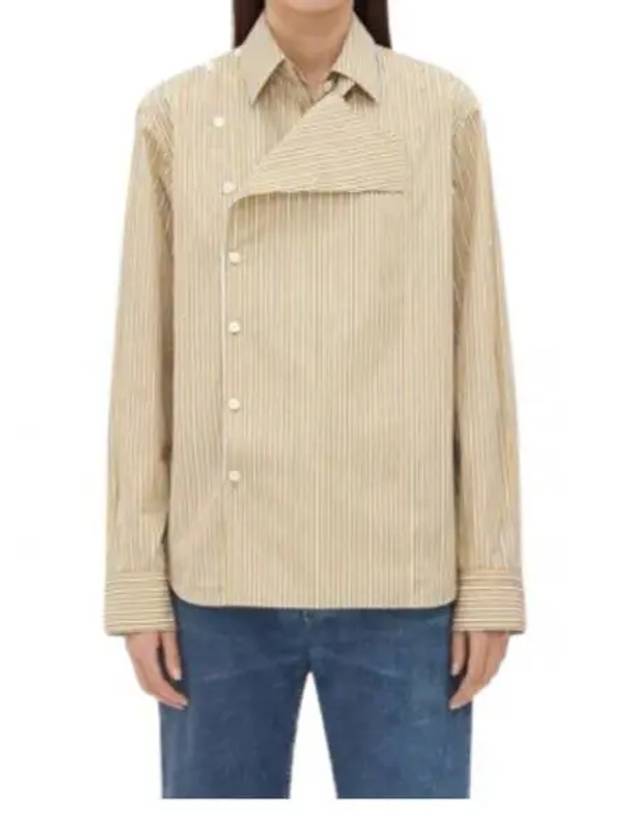 Luxury Bottega Veneta Striped Poplin Shirt Beige
