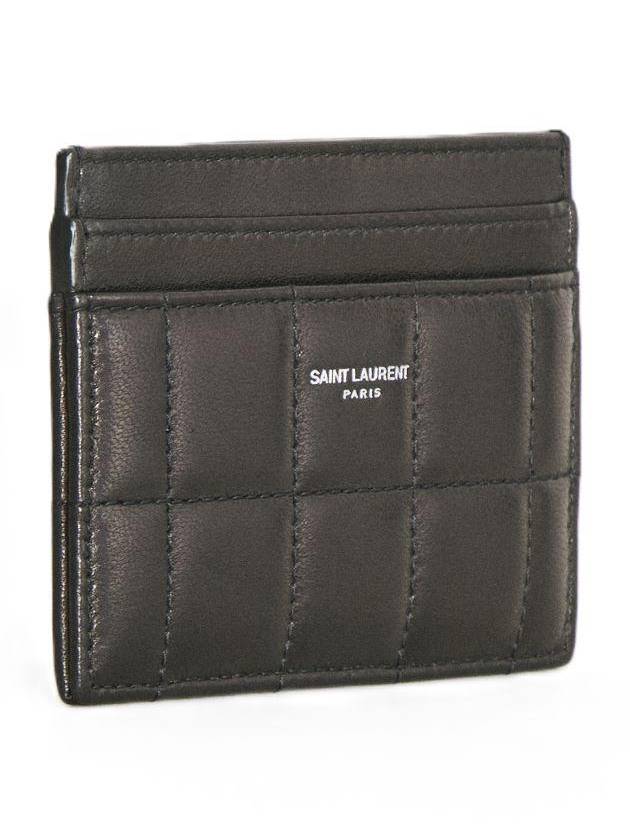 Luxury Saint Laurent Trending 2026 Logo Print Quilted Card Wallet Black
