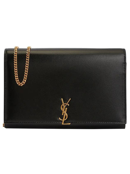 Luxury Saint Laurent Trending 2025 Monogram Chain Glossy Leather Shoulder Bag Black