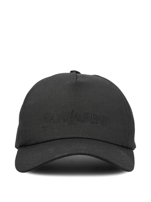 Luxury Saint Laurent Trending 2026 Embroidered Logo Gabardine Weave Cotton Ball Cap Black