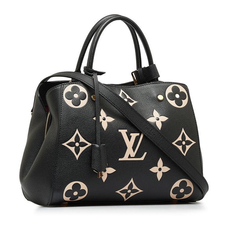Louis Vuitton Monogram Amplant Montaigne MM Handbag Shoulder Bag 2WAY Noir Black Carf Leather Louis Vuitton