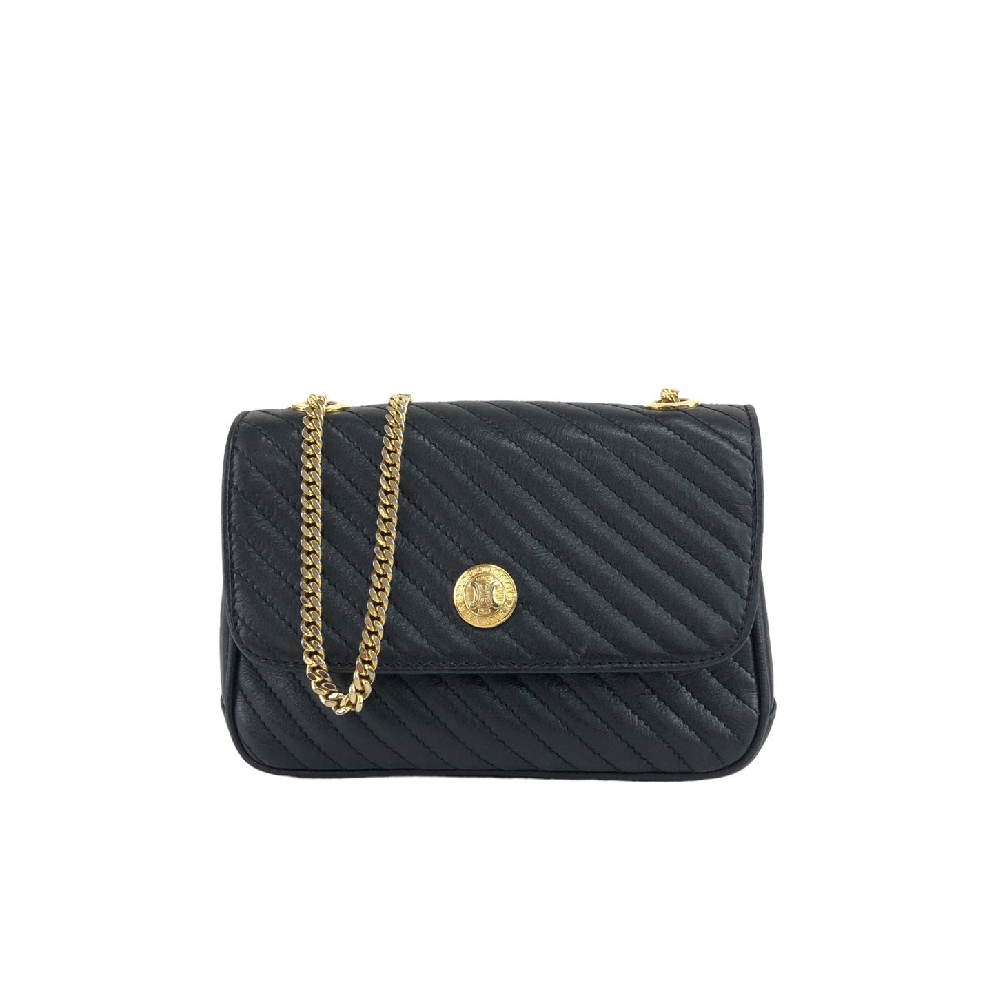 CELINE Triomphe Chain Shoulder bag Black pt5aps