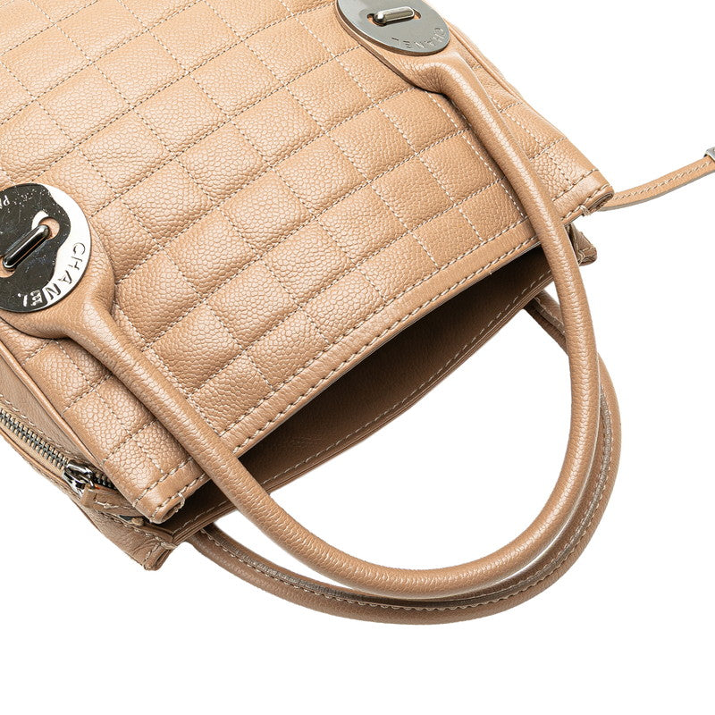 Chanel Choco Bar Caviar Skin Handbag Classic Flap