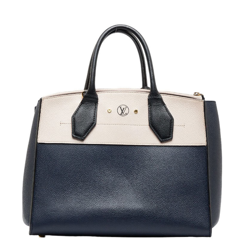 Louis Vuitton City Steamer MM Handbag Navy Beige Calf