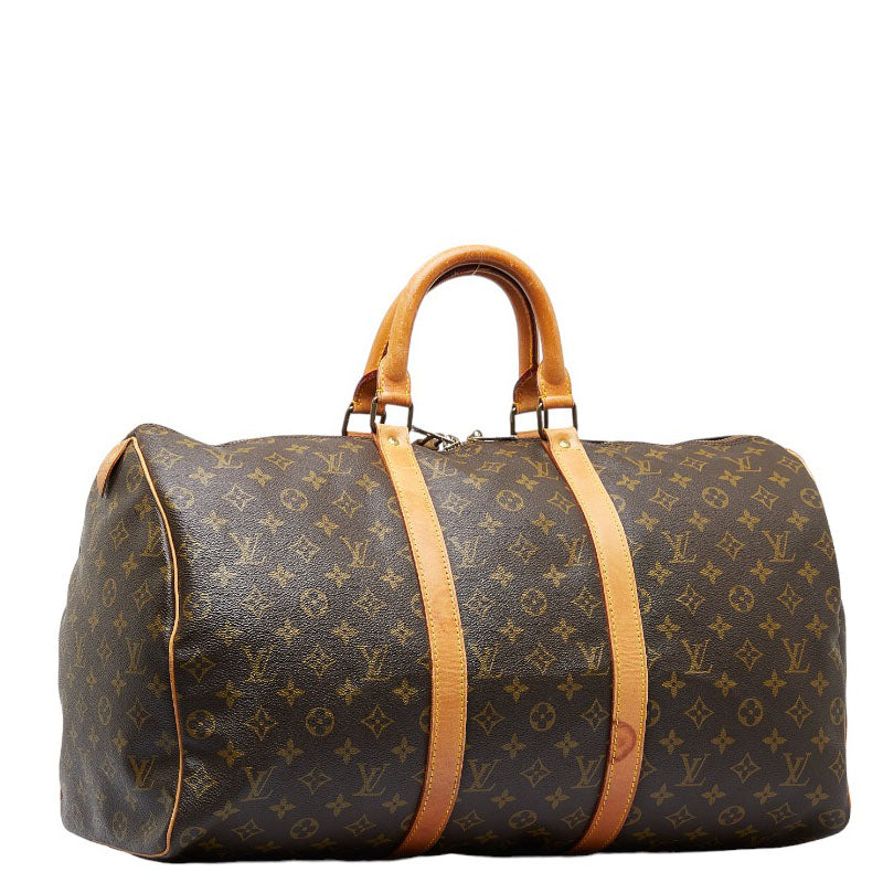 Louis Vuitton Monogram Keepall 50 Boston Bag Brown PVC Leather Louis Vuitton