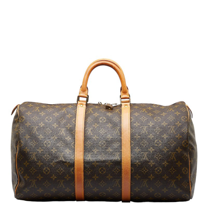 Louis Vuitton Monogram Keepall 50 Boston Bag Brown PVC Leather Louis Vuitton