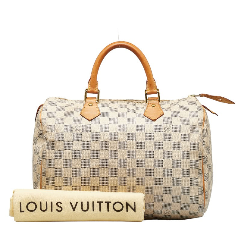 Louis Vuitton Damier Azur Handbag White PVC Leather Louis Vuitton
