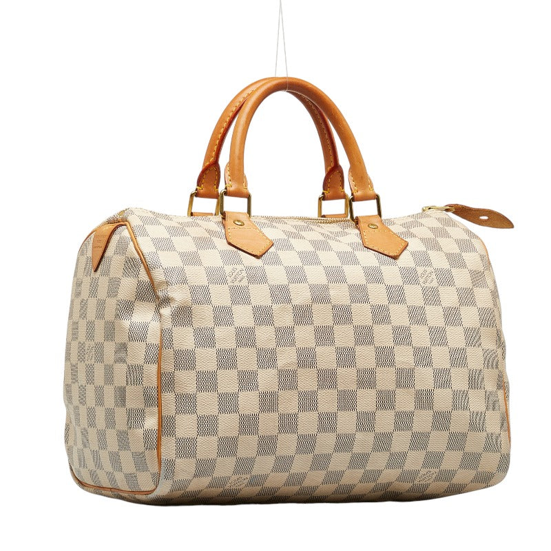 Louis Vuitton Damier Azur Handbag White PVC Leather Louis Vuitton