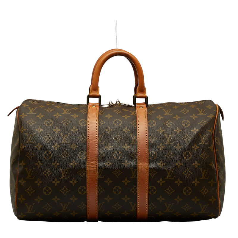 Louis Vuitton Monogram Keepall 45 Boston Bag Brown PVC Leather Louis Vuitton