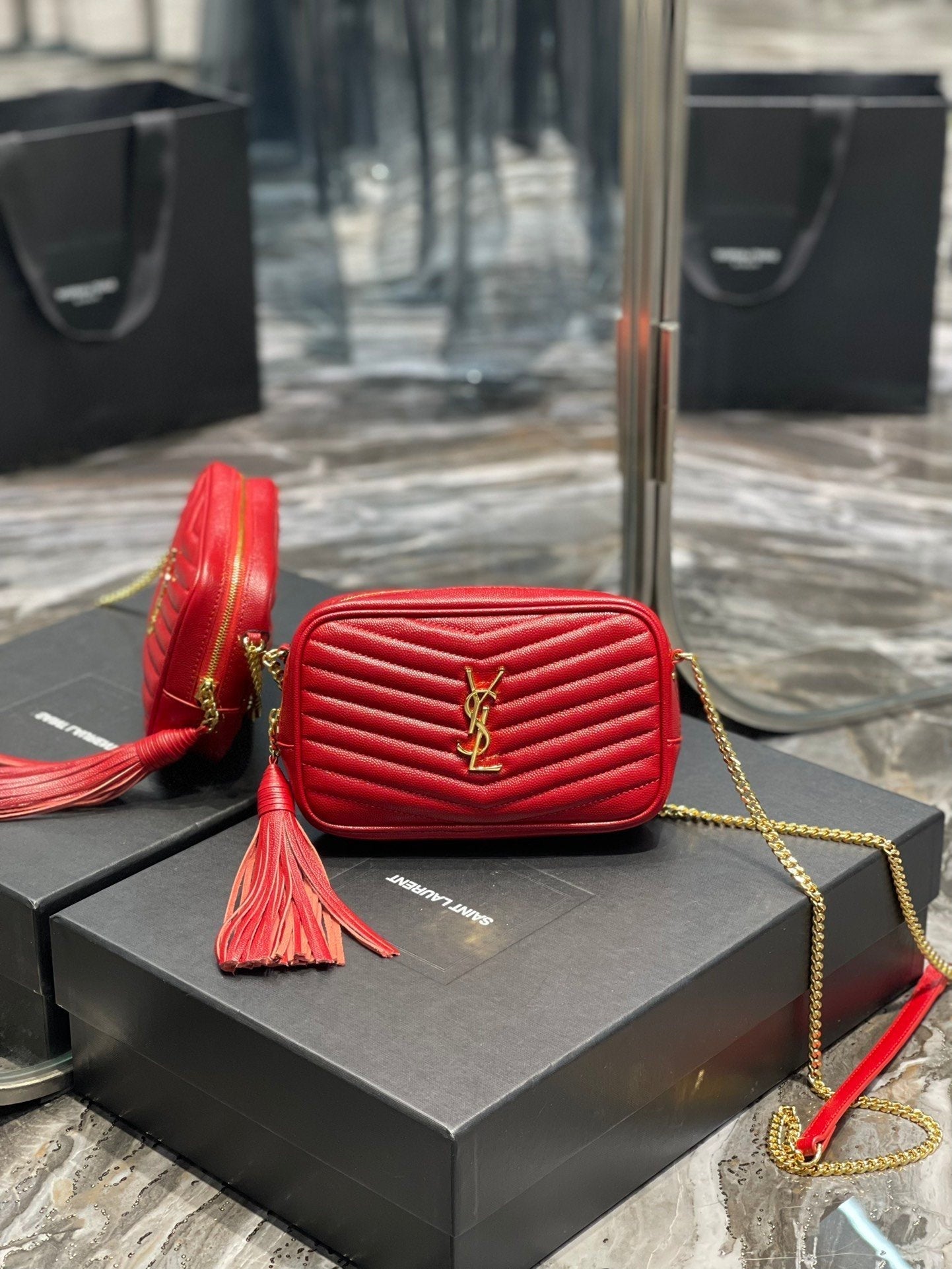 Yves Saint Laurent Lou Mini Bag Red