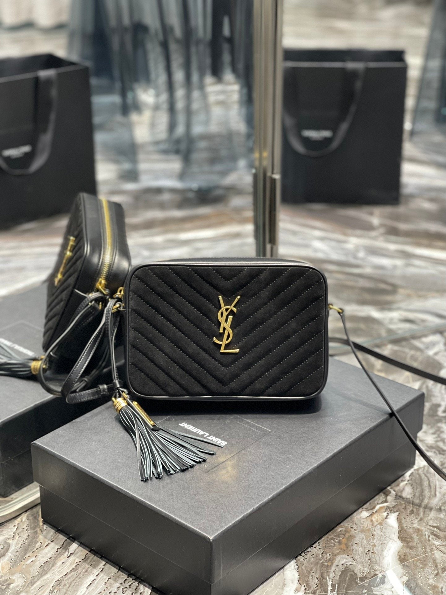 Yves Saint Laurent Lou Camera Bag Black With Gold Hardware