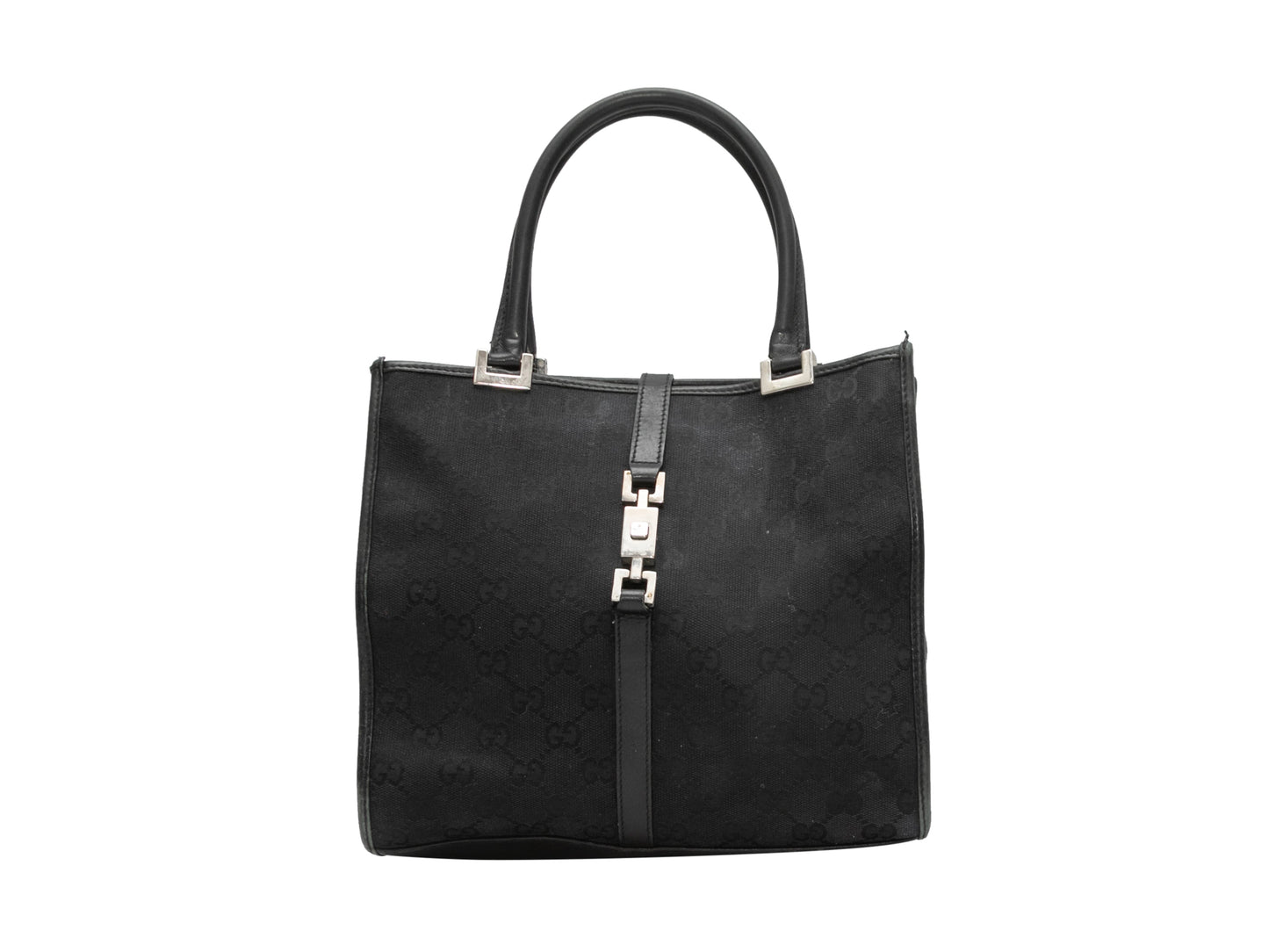 Gucci Black Leather Canvas Tote Style 15
