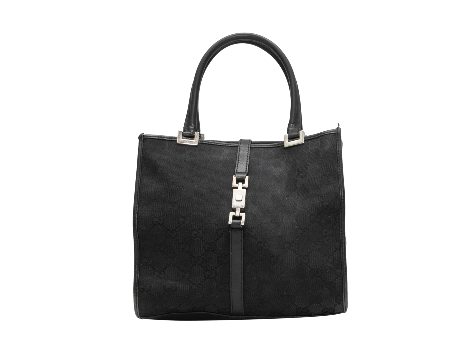 Gucci Black Leather Canvas Tote Style 15