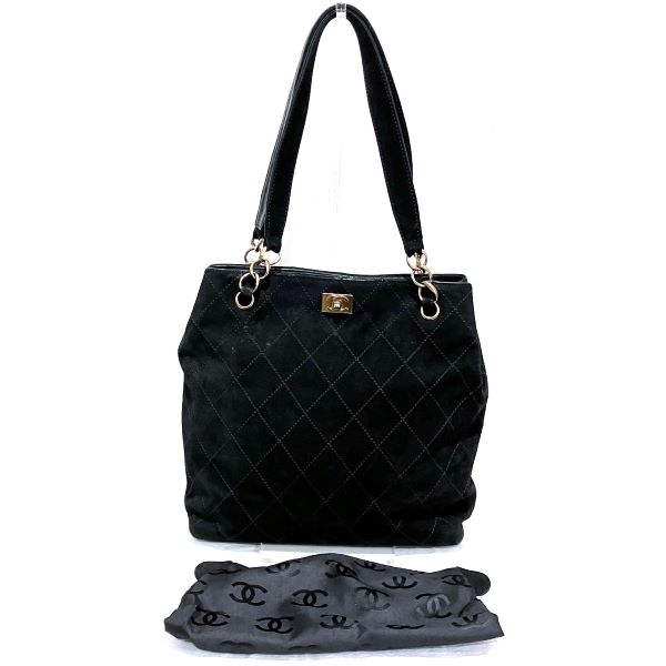 Chanel Coco Mark Wild Stitch Suede Leather Tote Bag