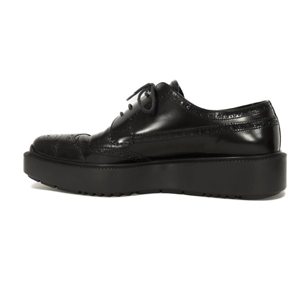 PRADA Dress shoes 2EE153 Calf leather black Plat form Medallion Wingtip