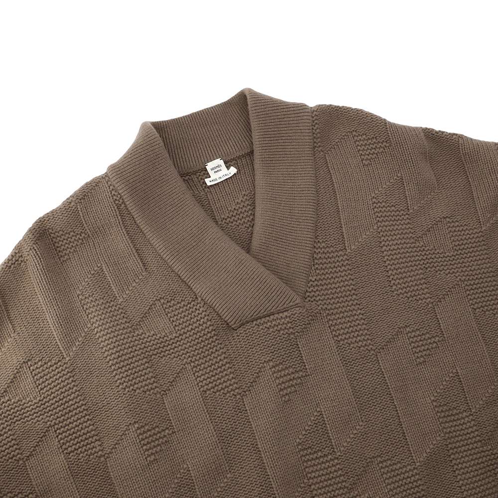 HERMES H logo poncho Size 34 Brown Wool 100%